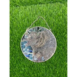 Grizzly Bear Stained Glass Window Hanging Art Home Decor Wildlife Nature‎